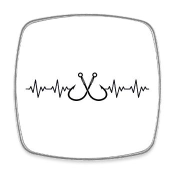 Pêche à l’hameçon pêcheur Pêcheur ECG Battement de cœur - Magnet carré - blanc - Devant