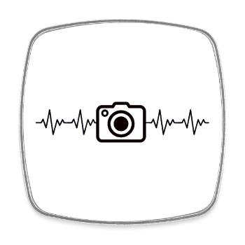 Camera Photo Camera Photo Photographer ECG Heartbeat - Square fridge magnet - white - Front