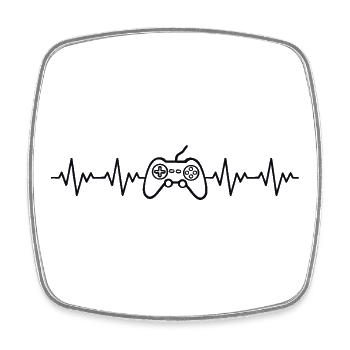 Contrôleur Gamer ECG Battement de cœur - Magnet carré - blanc - Devant