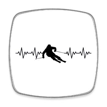 Skieur Skieur Ski ECG Battement de cœur - Magnet carré - blanc - Devant