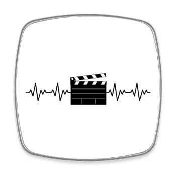 Videoklappe Regisseur Video EKG Herzschlag - Viereckiger Kühlschrankmagnet - Weiß - Vorne