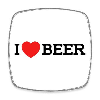 I love Beer (colors can be changed) - Square fridge magnet - white - Front