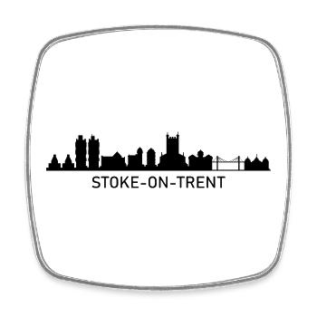 Skyline von Stoke - Viereckiger Kühlschrankmagnet - Weiß - Vorne