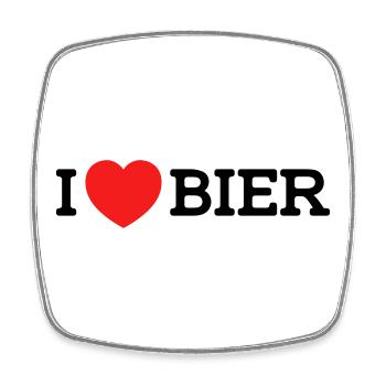 I love Bier (Farben änderbar) - Viereckiger Kühlschrankmagnet - Weiß - Vorne