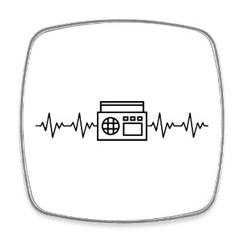 Ghettoblaster EKG Herzschlag - Viereckiger Kühlschrankmagnet - Weiß - Vorne