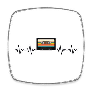 Kassette Retro EKG Herzschlag - Viereckiger Kühlschrankmagnet - Weiß - Vorne