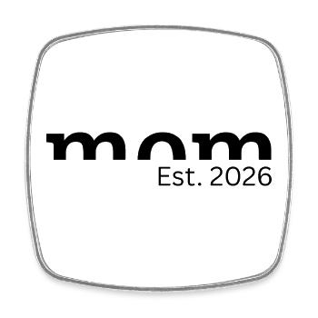 Mom Est. 2026 - Geschenk für werdende Mütter - Viereckiger Kühlschrankmagnet - Weiß - Vorne