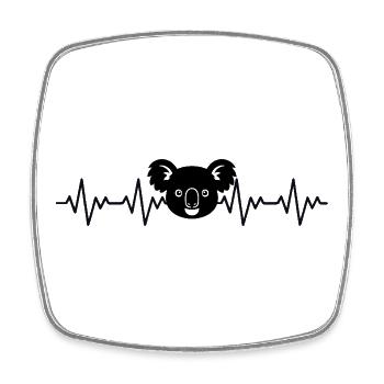 Koala ECG Heartbeat - Square fridge magnet - white - Front