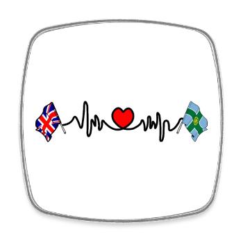 Derbyshire & UK Heartbeat - Square fridge magnet - white - Front