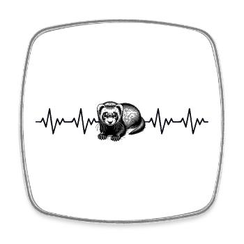 Frettchen EKG Herzschlag - Viereckiger Kühlschrankmagnet - Weiß - Vorne