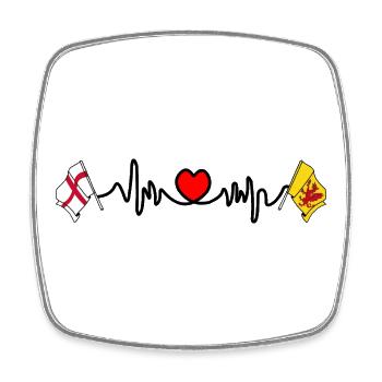 Somerset flag + heartbeat + England flag - Square fridge magnet - white - Front