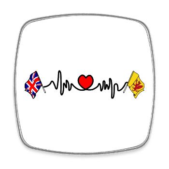 omerset flag + heartbeat + UK flag - Square fridge magnet - white - Front