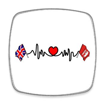Warwickshire & UK Heartbeat - Viereckiger Kühlschrankmagnet - Weiß - Vorne