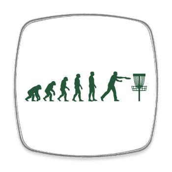 Disc Golf Evolution Lustiger Discgolfer Fliegender Disc - Viereckiger Kühlschrankmagnet - Weiß - Vorne