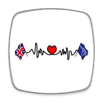 Tyne and Wear + Great Britain flag with heartbeat - Square fridge magnet - white - Front