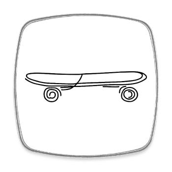Skateboard - Square fridge magnet - white - Front
