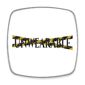 Unwearable – Design statement avec ruban d’avertissement - Magnet carré - blanc - Devant