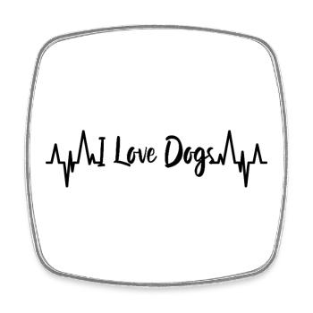 I Love Dogs Herzschlag - Viereckiger Kühlschrankmagnet - Weiß - Vorne