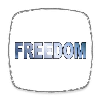 Freedom Typografie Statement Design - Viereckiger Kühlschrankmagnet - Weiß - Vorne