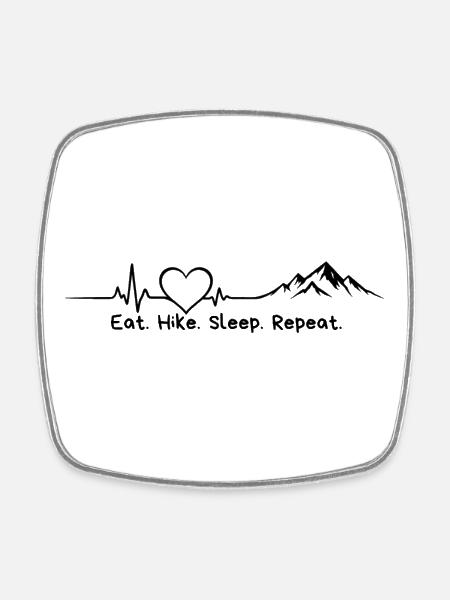 Mountains hike heart mountains. - Square fridge magnet - white