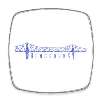 Rendsburg High Bridge – Sketched Skyline - Square fridge magnet - white - Front