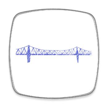Rendsburg High Bridge – Design artistique en gribouillis urbains - Magnet carré - blanc - Devant