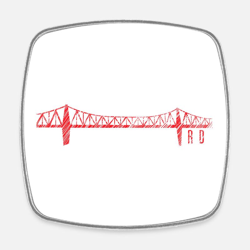 Conception de gribouillis du pont haut de Rendsburg – RD Skylin - Magnet carré - blanc