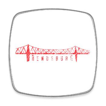 Rendsburg High Bridge – Conception typographique de gribouillis - Magnet carré - blanc - Devant