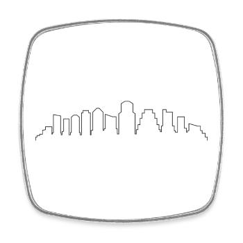Silhouette de la skyline d’Austin - Magnet carré - blanc - Devant