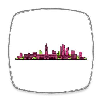 Lille City Skyline Glockenturm Moderne Linienkunst - Viereckiger Kühlschrankmagnet - Weiß - Vorne