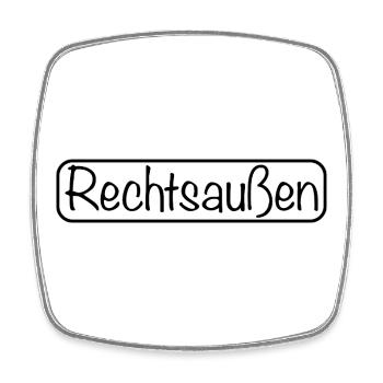 Rechtsaußen Schriftzug (Schwarz) - Viereckiger Kühlschrankmagnet - Weiß - Vorne