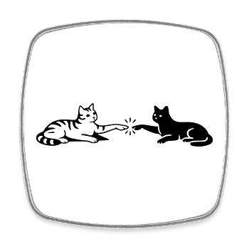 Les chats touchent les pattes Michelangelo - Magnet carré - blanc - Devant