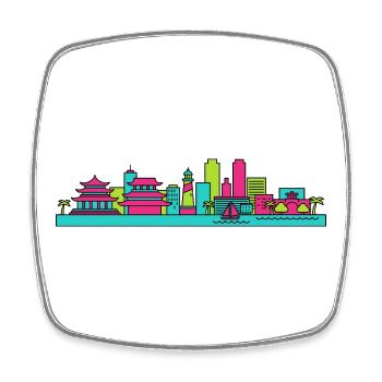 Wollongong City Skyline Leuchtturm Moderne Kunst - Viereckiger Kühlschrankmagnet - Weiß - Vorne