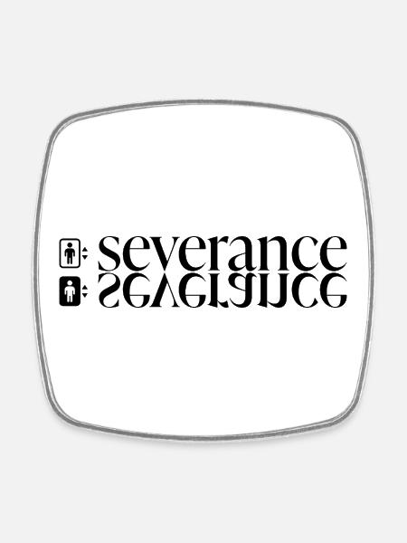 Severance Typo Print with Elevator - Square fridge magnet - white