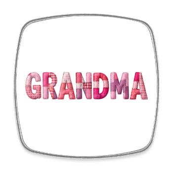 Grandmother Pink Plaid Letters Patchwork - Square fridge magnet - white - Front