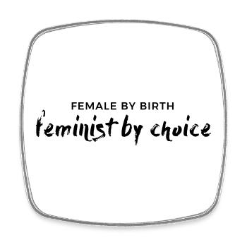 female by birth – feminist by choice - Viereckiger Kühlschrankmagnet - Weiß - Vorne