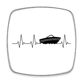 Heartbeat Motorboat Boat - Square fridge magnet - white - Front