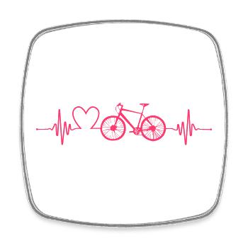 Battement de cœur Amour à vélo - Magnet carré - blanc - Devant