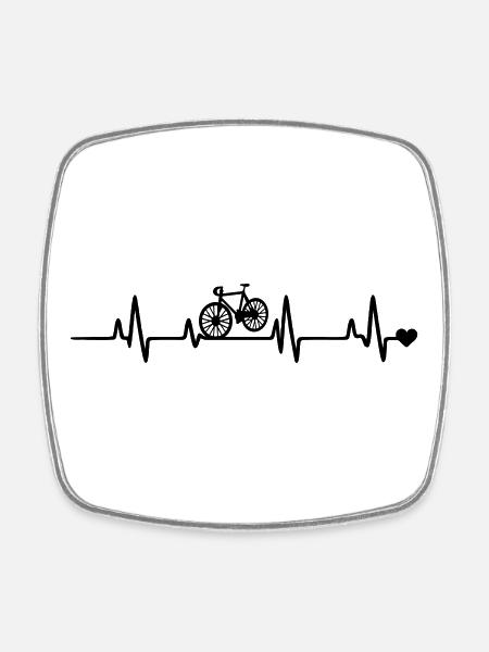 Fahrrad Herzschlag - Viereckiger Kühlschrankmagnet - Weiß