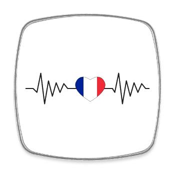 Beating tricolor heart, France Drapeau - Square fridge magnet - white - Front