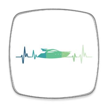 Motorboot Heartbeat Yachtkapitän - Viereckiger Kühlschrankmagnet - Weiß - Vorne