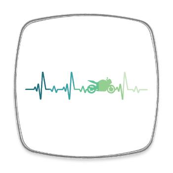 motorcycle biker heartbeat motorcycle - Square fridge magnet - white - Front