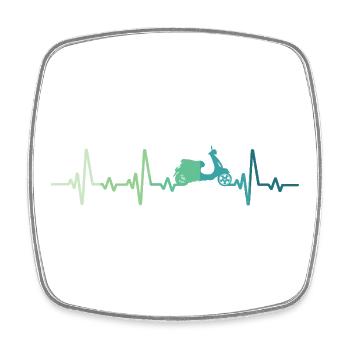 Scooter heartbeat moped roller - Square fridge magnet - white - Front