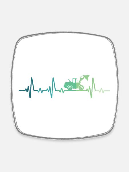 Radlader Heartbeat Bulldozer - Viereckiger Kühlschrankmagnet - Weiß