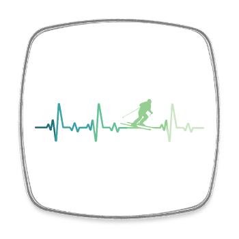 Skiing Skiing Heartbeat Skiing - Square fridge magnet - white - Front