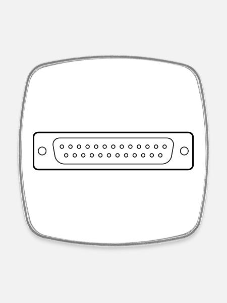 DB 25 Connector Parallel, Printer - Square fridge magnet - white