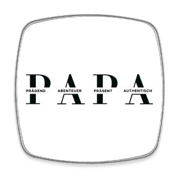 Horizontales PAPA Design in Schwarz für helle Mode - Viereckiger Kühlschrankmagnet - Weiß - Vorne
