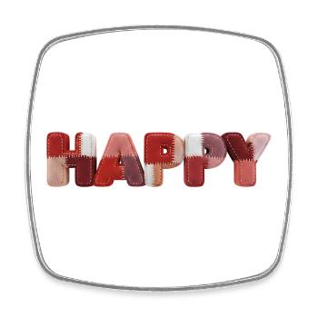 Happy Patchwork Design Fabric Patchwork Look - Square fridge magnet - white - Front