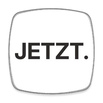 Jetzt – Minimalistisches Textdesign - Viereckiger Kühlschrankmagnet - Weiß - Vorne