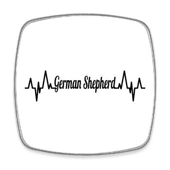 Deutscher Schäferhund EKG Herzlinie - Viereckiger Kühlschrankmagnet - Weiß - Vorne